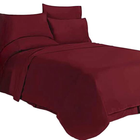 4-Piece Bed Sheet Sets, (Includes 1 Bonus Pillowcase), Twin XL, Burgundy - Picture 4 of 7
